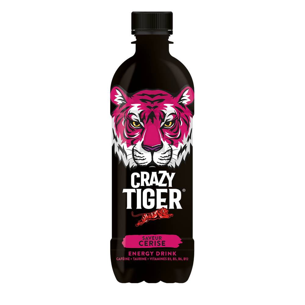 Crazy Tiger - Boisson énergisante saveur cerise (500 ml)