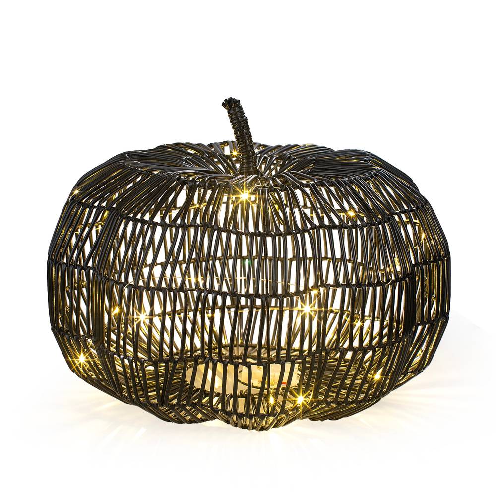 Holiday Living 11-in Harvest LED Black Woven-like Pumpkin Decor | 88G3370A