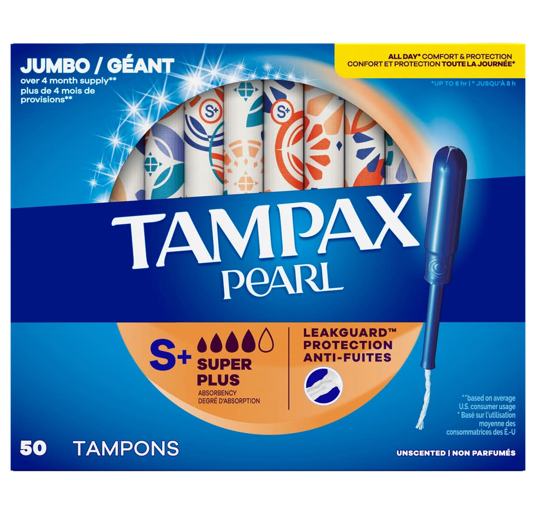 Tampax Pearl Super Plus Absorbency Tampons (50 ct)