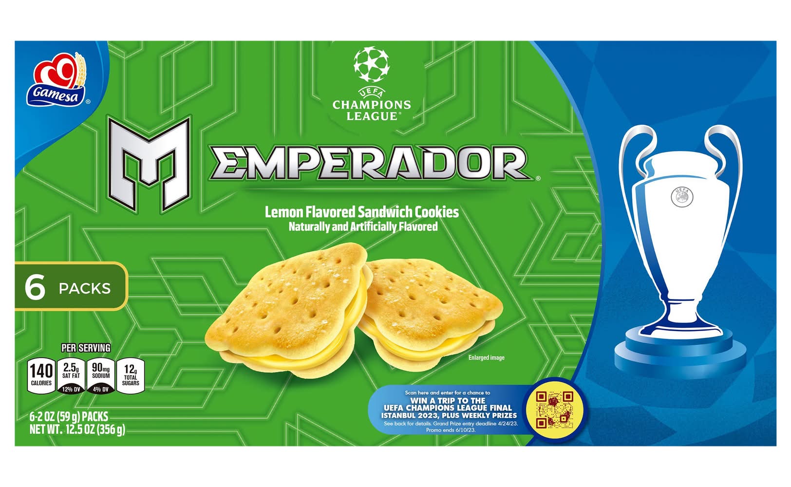 Emperador Sandwich Cookies, Lemon (6 x 2 oz)