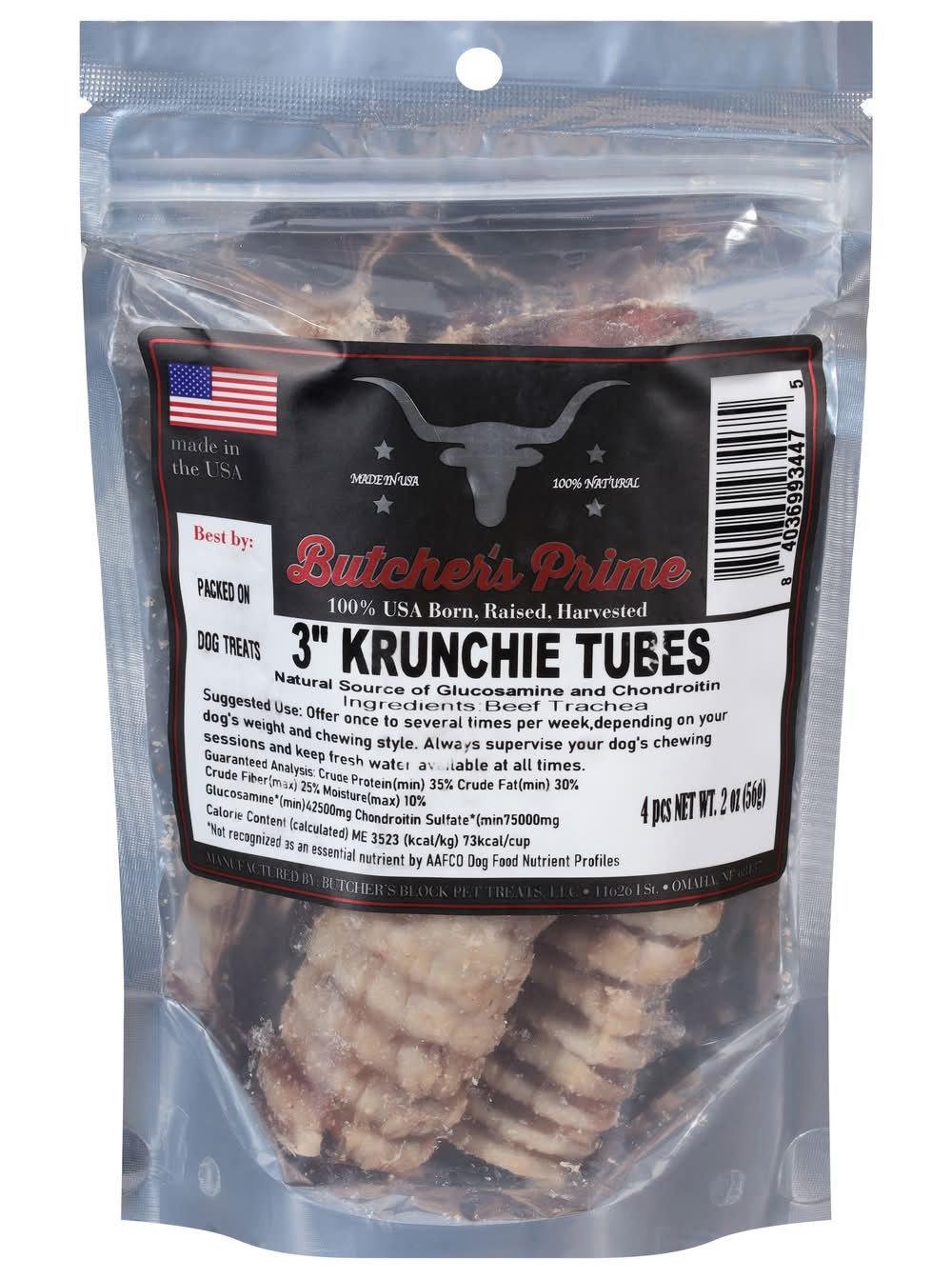 Butcher's Prime Krunchie Tubes Dog Treats, 3 in (2 oz, 4 ct)