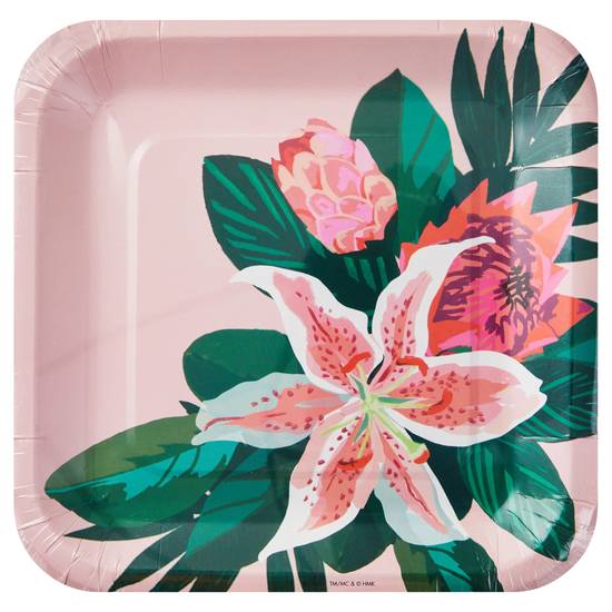 Hallmark Lily Bouquet on Pink Square Dinner Plates