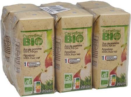 Carrefour Bio - Jus de pomme 100%(6pièces,20cl)