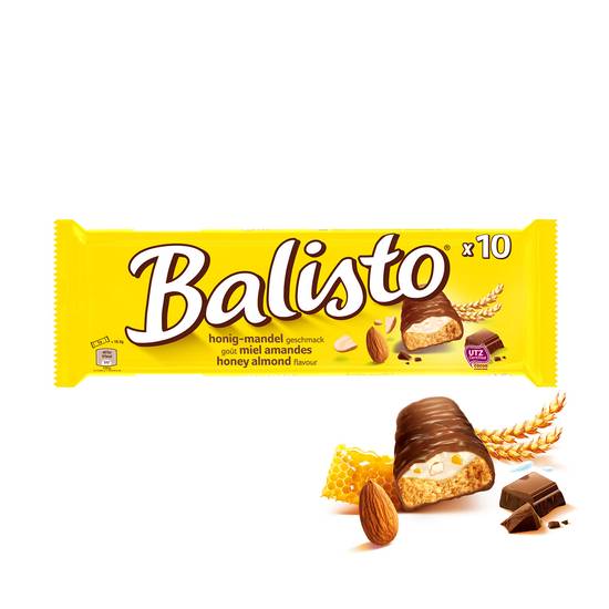 Balisto - Barres chocolatées crème au lait et miel amandes (10 pièces)
