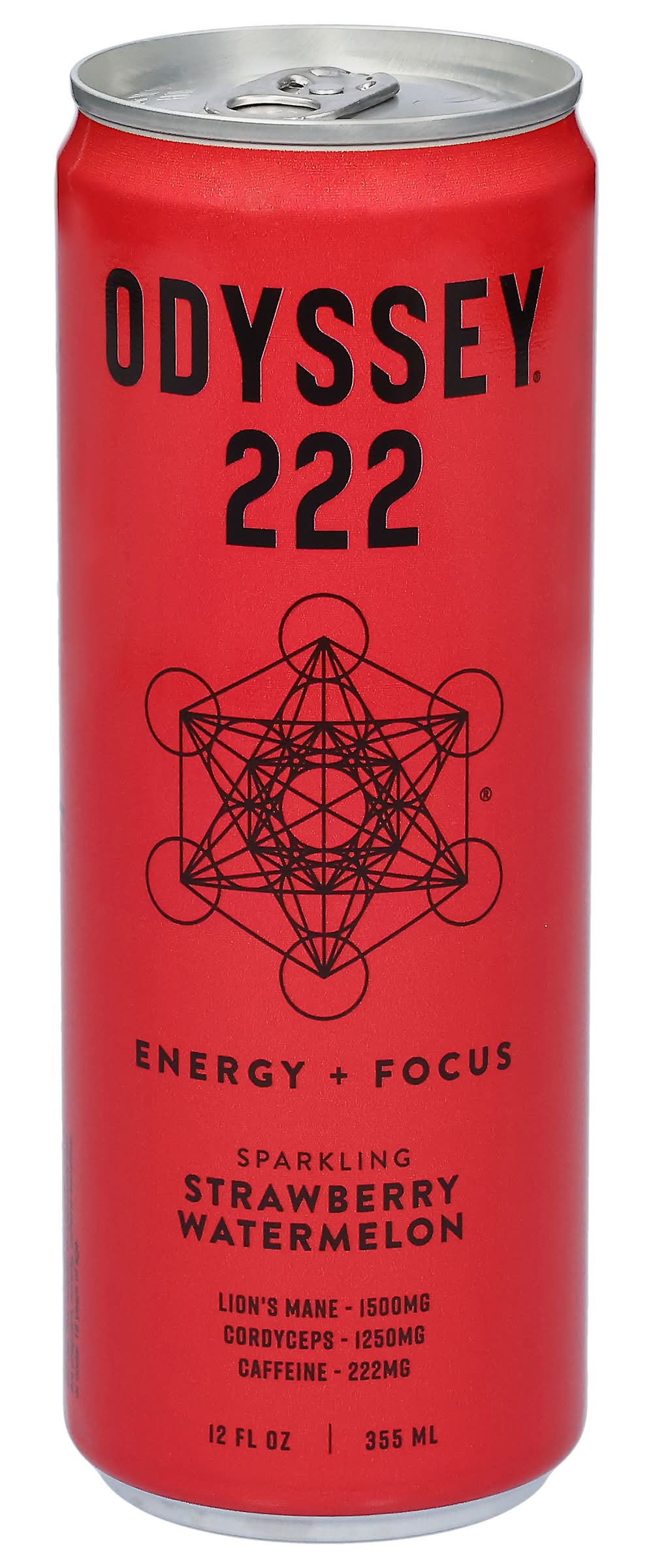 ODYSSEY 222 Sparkling Energy Drink, Strawberry - Watermelon (12 fl oz)