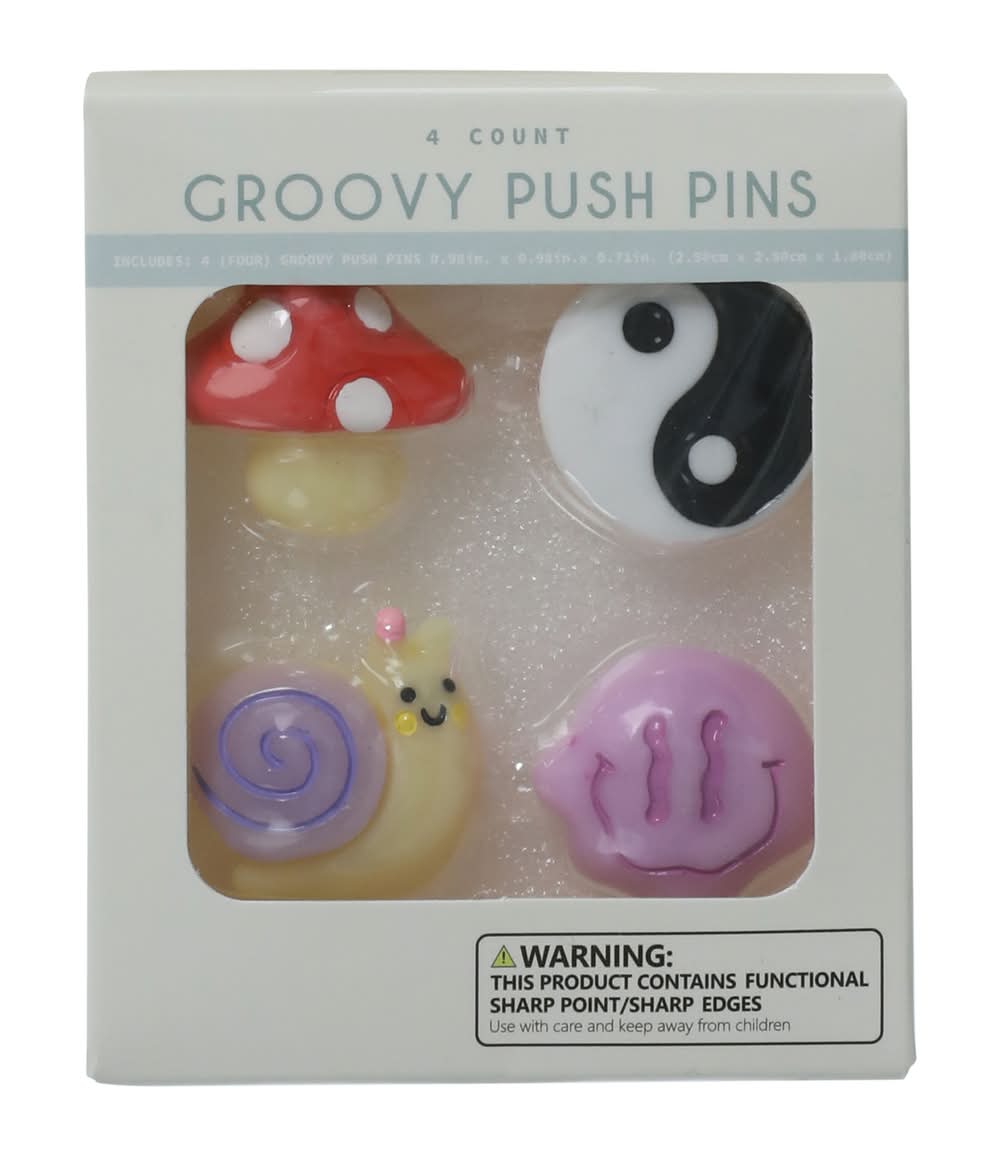 Groovy Push Pins 4-Count