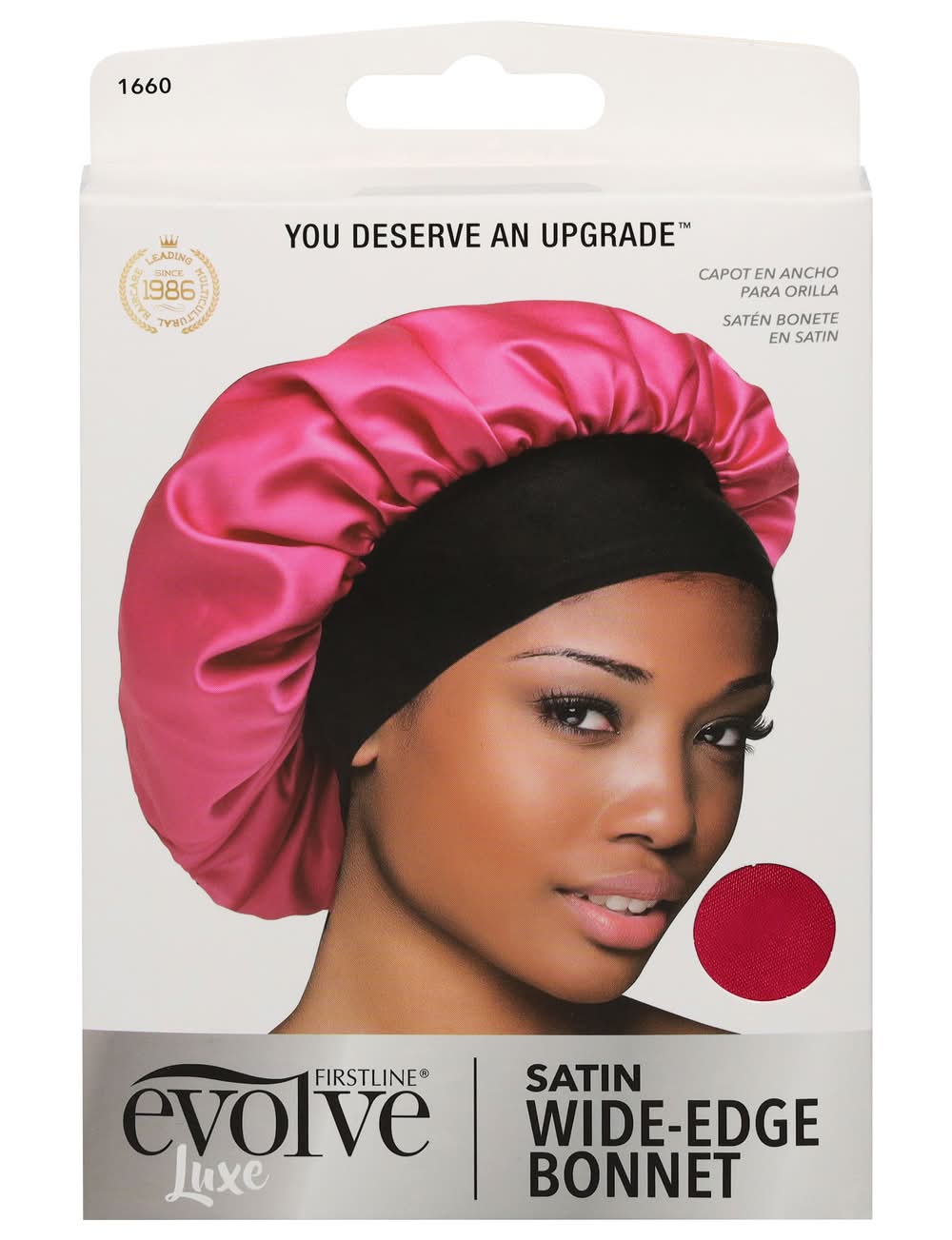 Evolve Luxe Satin Wide-Edge Bonnet, L, Fuchsia (1.1 oz)