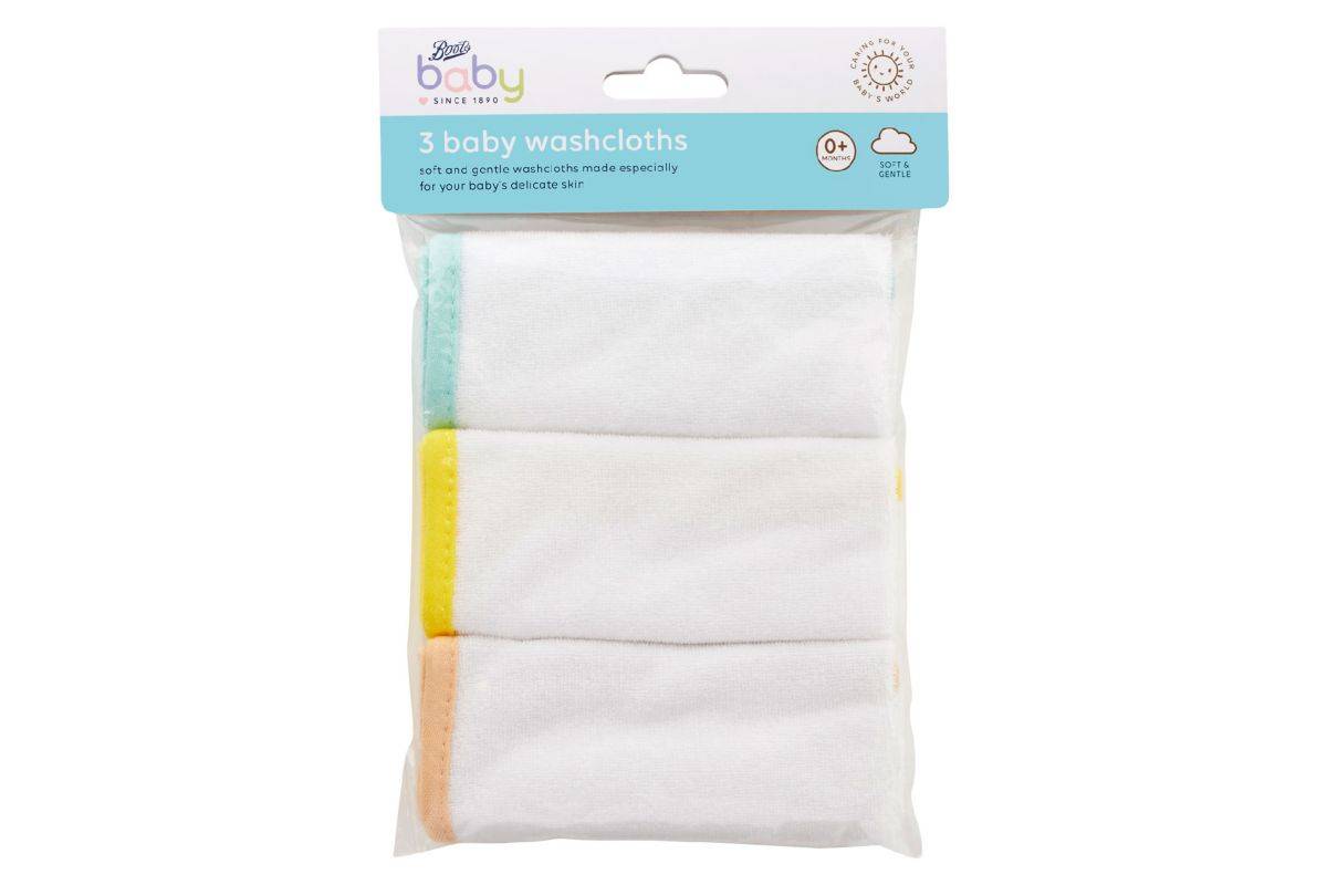 Boots 0 M+, Baby Washcloths (3 pack)