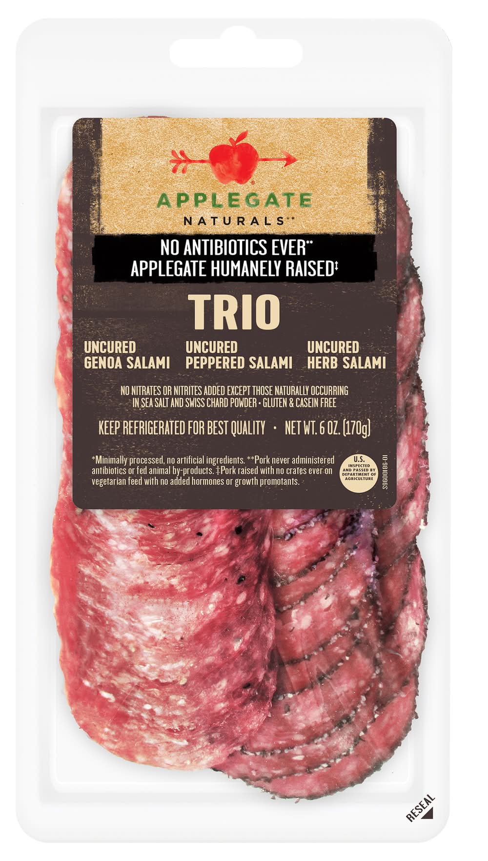 Applegate Salami Trio, Genoa, Peppered & Herb (6 oz)