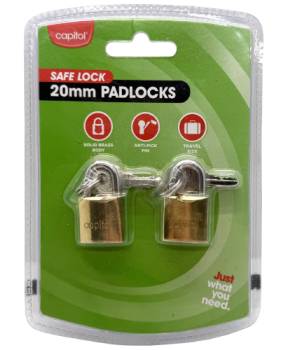 Capitol 20mm, Safe Lock Padlocks (2 pack)