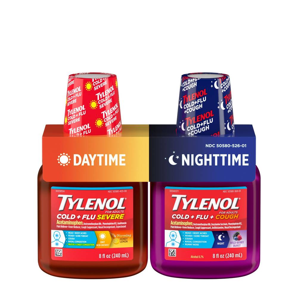 Tylenol Flu Severe Daytime & Nighttime Liquid Cold+Flu+Cough Medicine (16 fl oz, 2 ct)