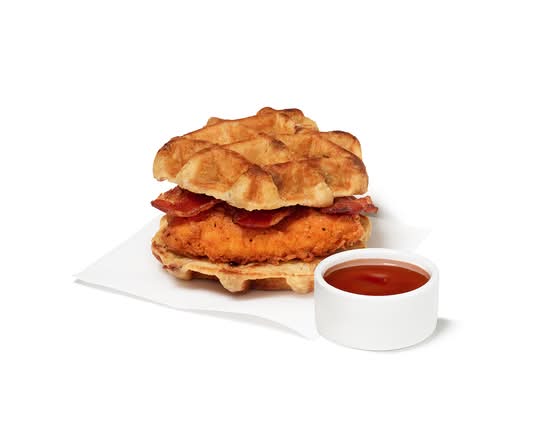 Chicken & Waffles Breakfast Sandwich w/ Spicy Filet