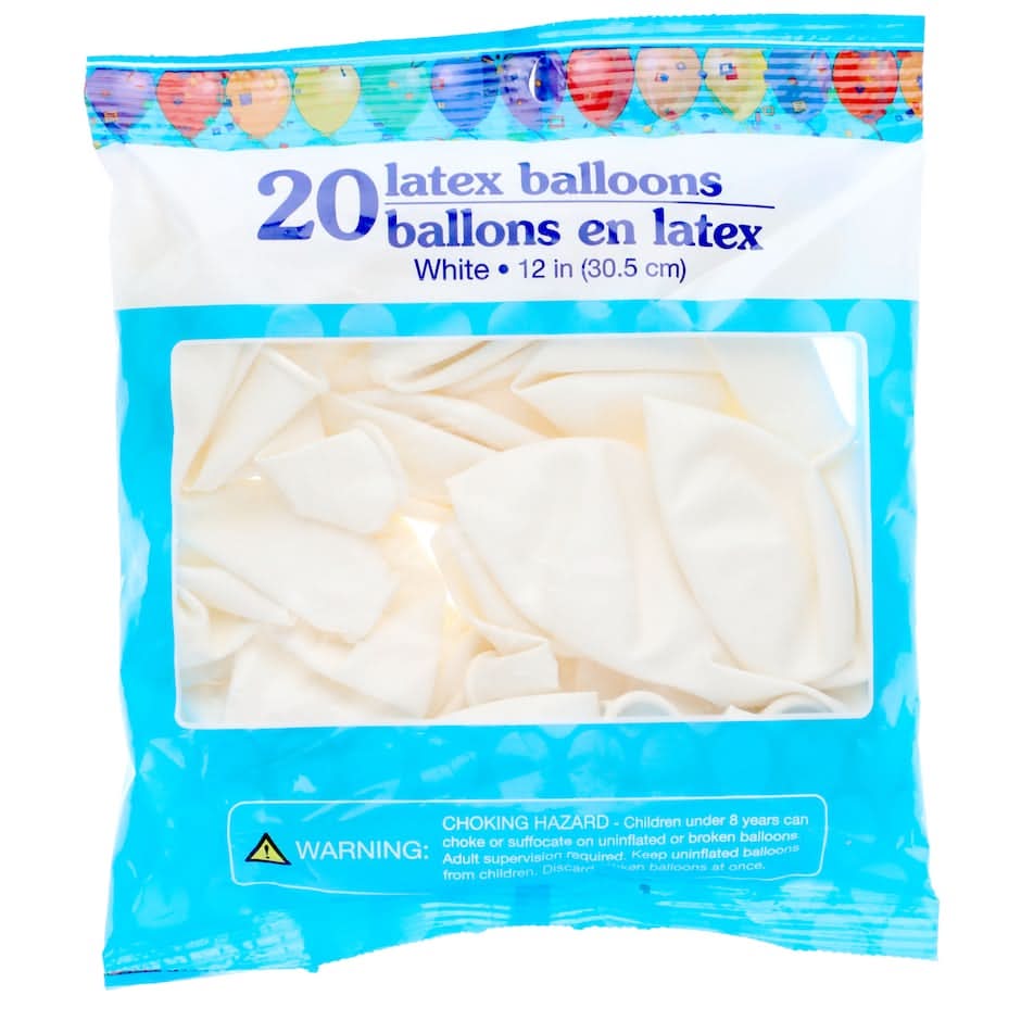 Latex Balloons, 12 in, White (20 ct)