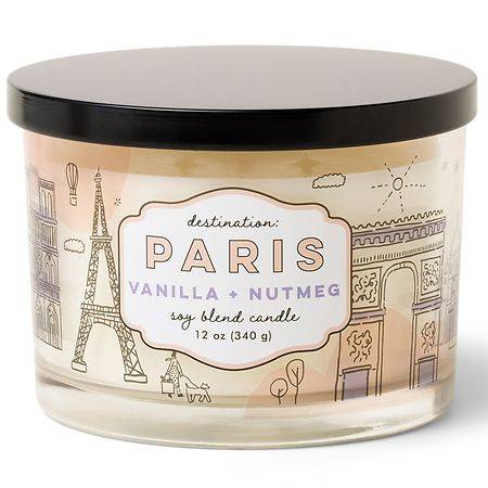 Complete Home Destination Paris Soy Blend Candle Vanilla + Nutmeg,