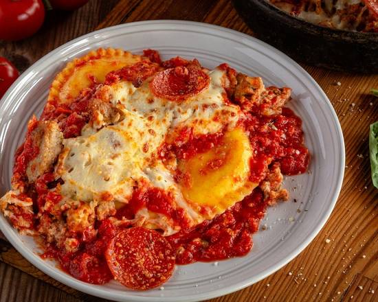 Deep Dish Ravioli Meat “lasagna”