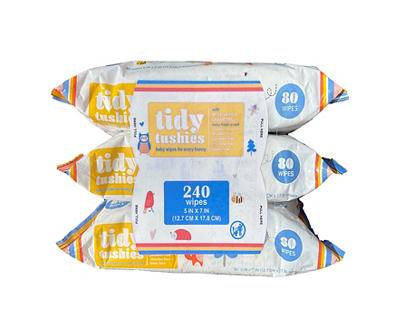 Tidy Tushies Baby Wipes, 3-Pack