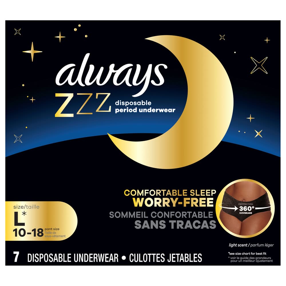 Always Disposable Menstrual Pants, L (15.7 oz, 7 ct)