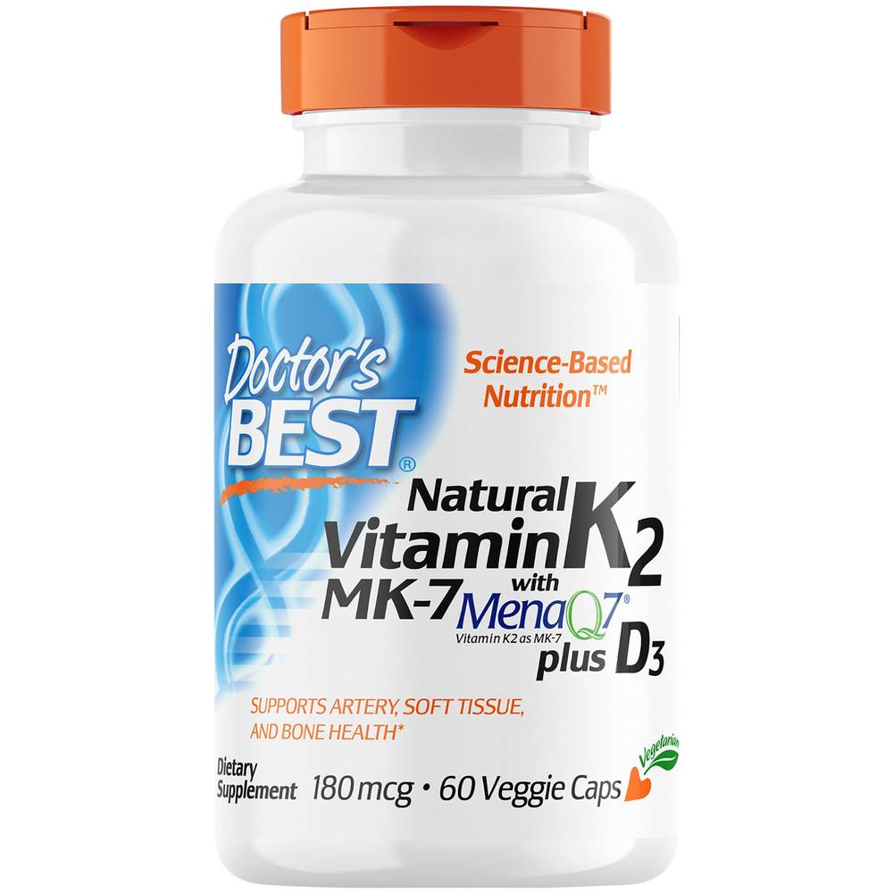 Vitamin K2 With Mena Q7 Plus D3 180 Mcg - (60 Capsules)