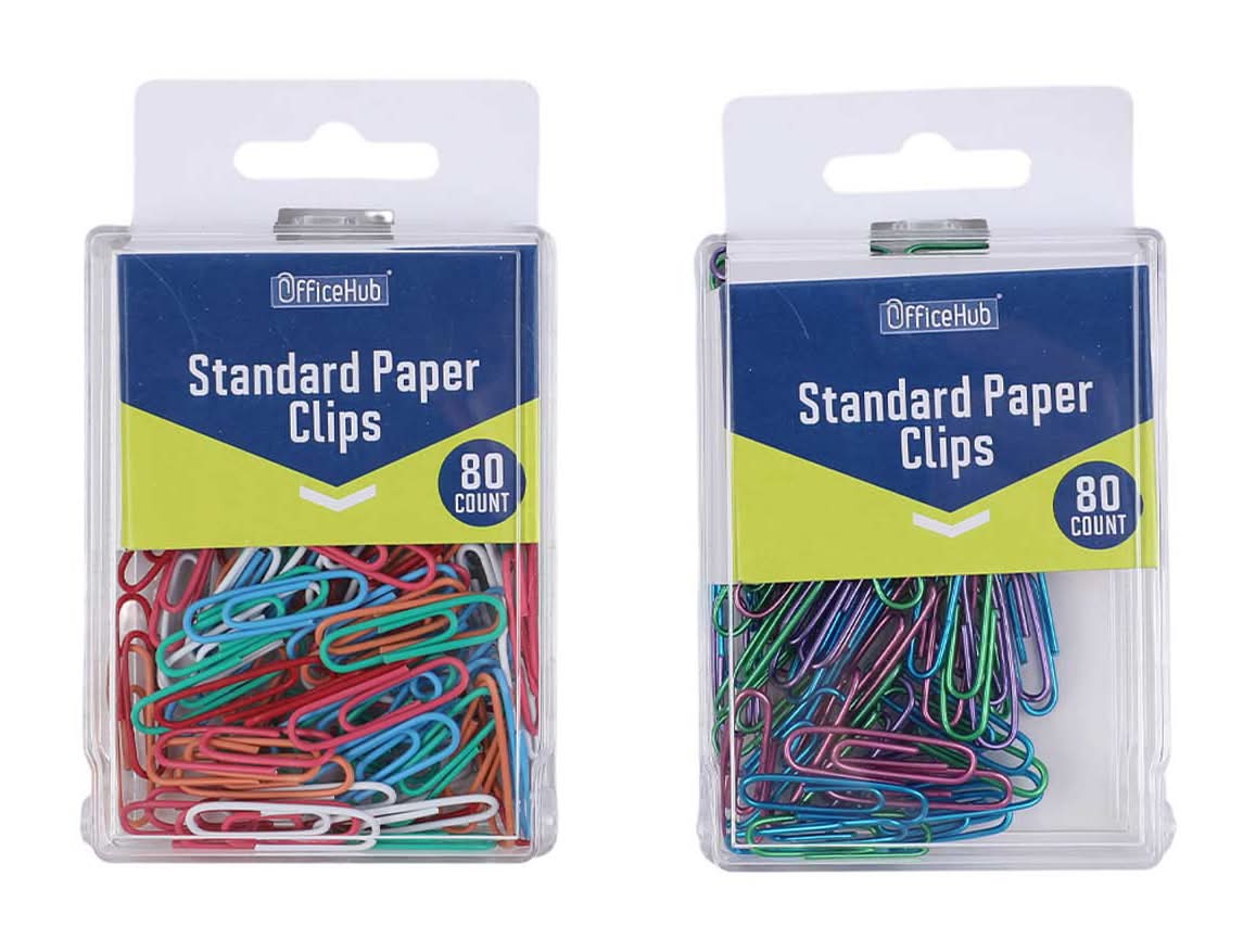 Officehub Standard Paper Clips Pack 80 Ct 2 Assorted Packs