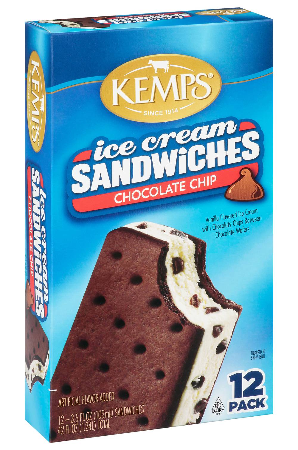 Kemps Chocolate Chip Ice Cream Sandwiches (42 fl oz, 12 ct)