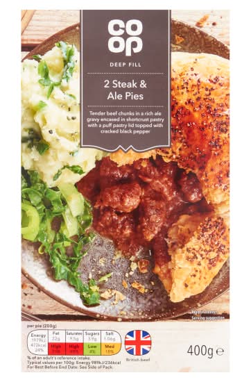 Co-op Beef - Black Pepper, Shortcrust Pastry Filled Steak Ale Pie (2 pack)