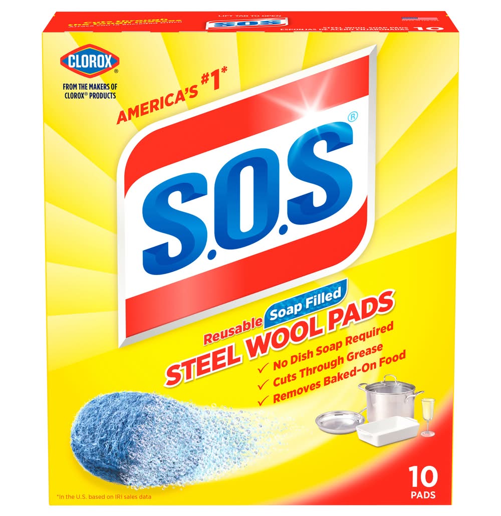S.O.S Reusable Soap Filled Steel Wool Pads (10 ct)