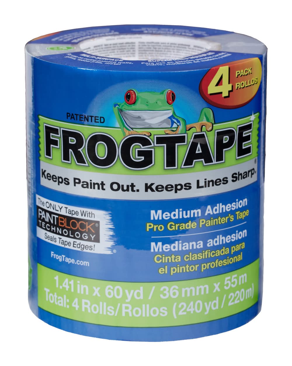 Frogtape Pro Grade 1.41 In. W X 60 Yd L Blue Medium Strength Painter'S Tape 4 Pk