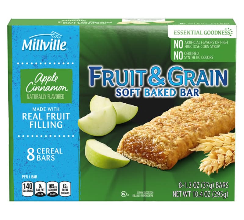 Millville Fruit & Grain Soft Baked Bars, Apple Cinnamon (8 x 1.3 oz)