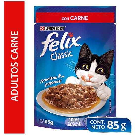 Felix - Alimento húmedo sabor carne - Sobre 85 g