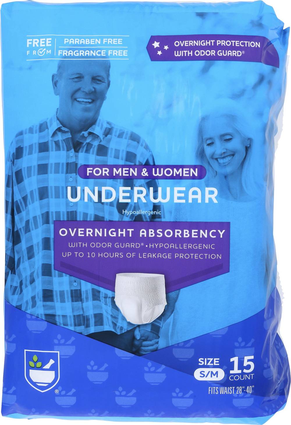 Rite Aid Overnight Absorbency Underwear For Women & Men, S/M (15 ct)