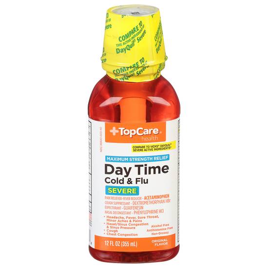 Topcare Maximum Strength Relief Daytime Cold & Flu, Severe Syrup