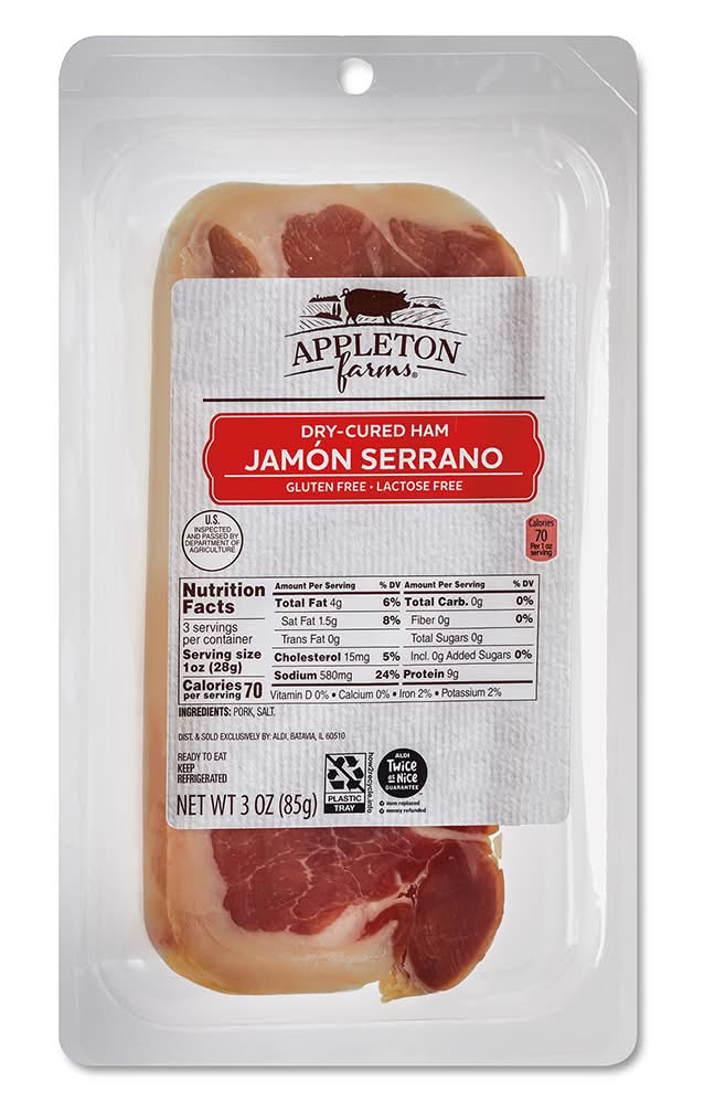 Appleton Farms Jamon Serrano Cured Ham Deli Meat (3 oz)