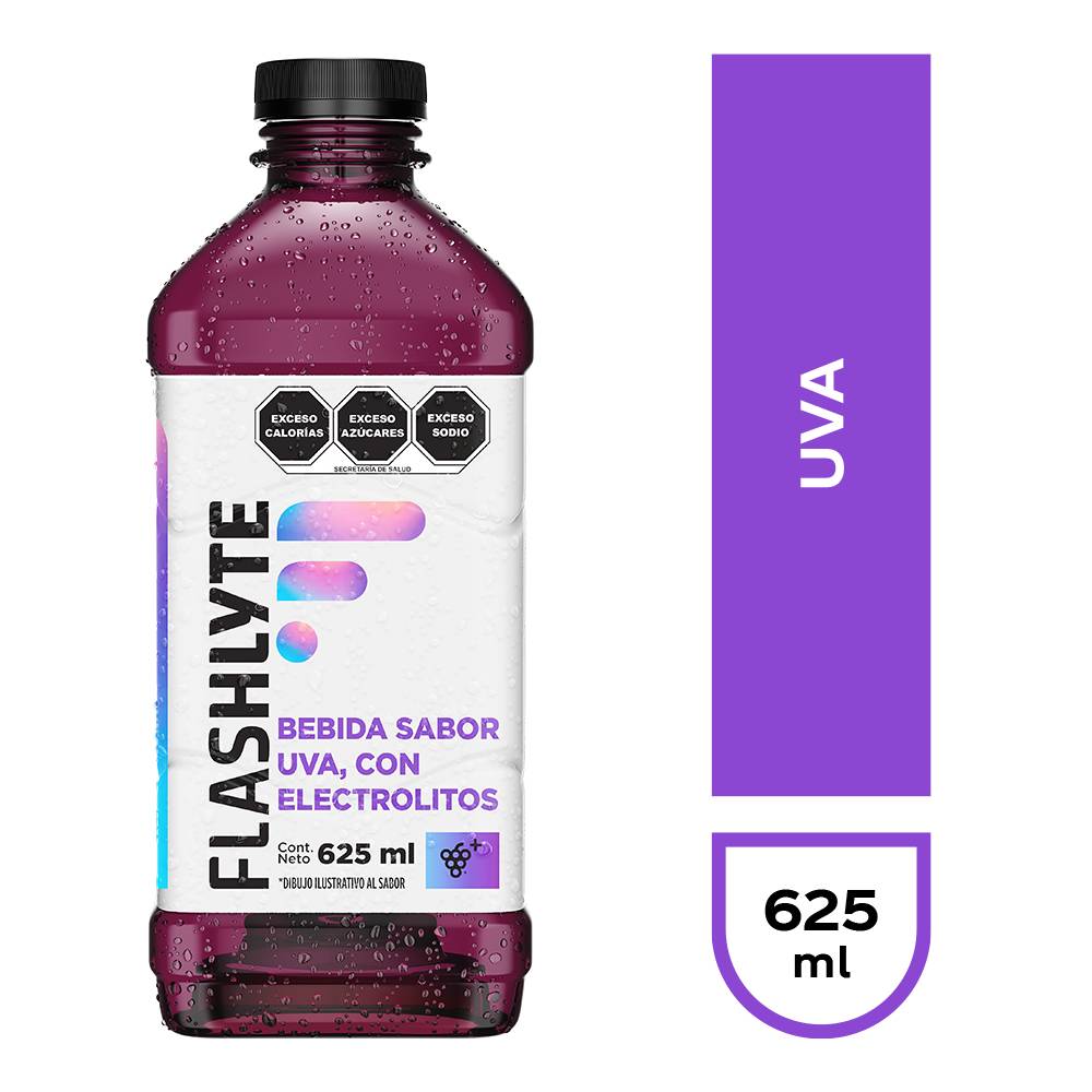 Flashlyte · Bebida sabor uva con electrolitos (625 ml)