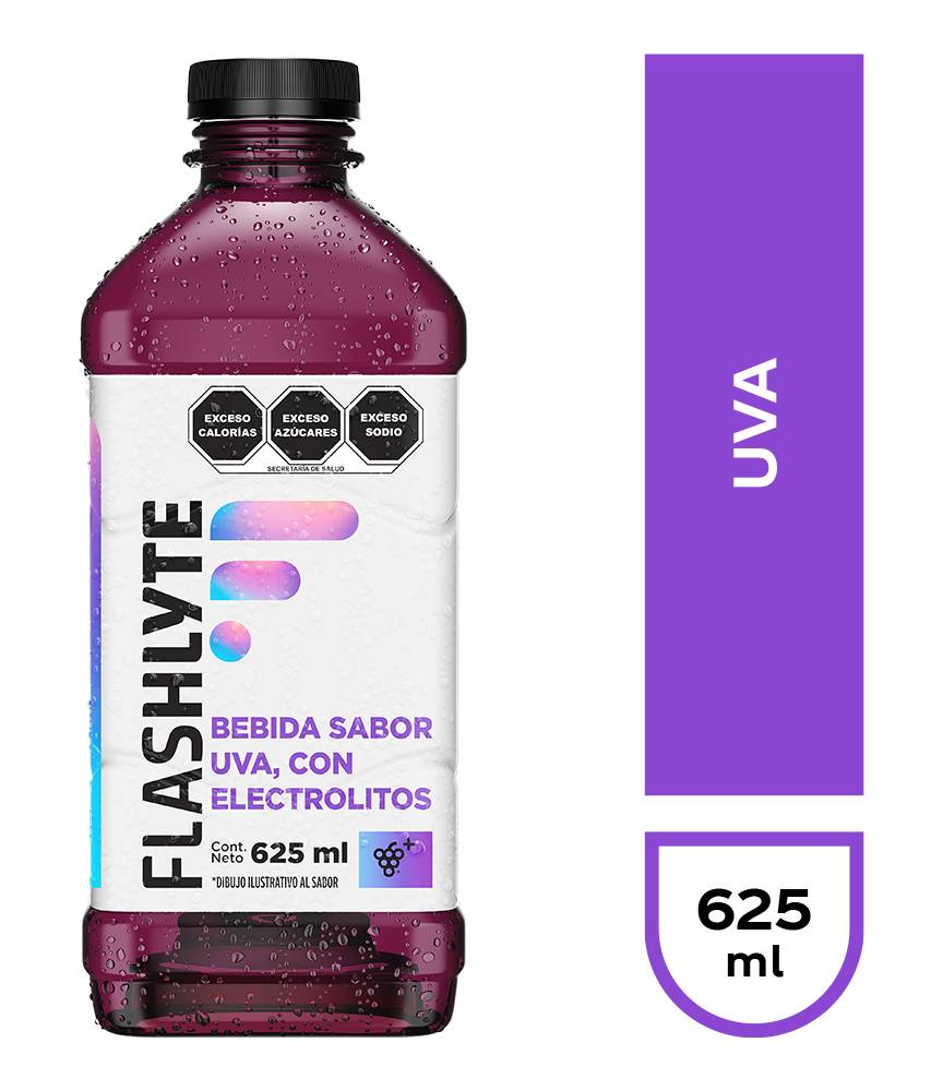 Flashlyte · Bebida sabor uva con electrolitos (625 ml)