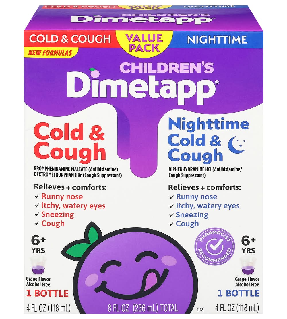 Dimetapp Children's Cold & Cough Value pack 6+ Years, Grape (2 x 4 fl oz)