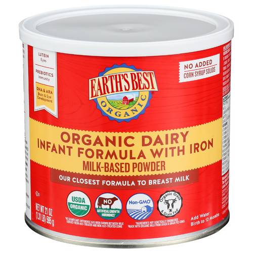 Earth's Best Organic Infant Formula Milk Based Powder With Iron