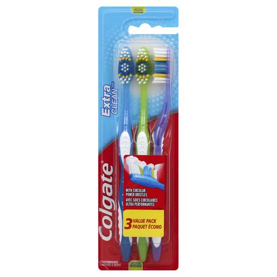 Colgate Extra Clean Medium Toothbrushes (3 ct)