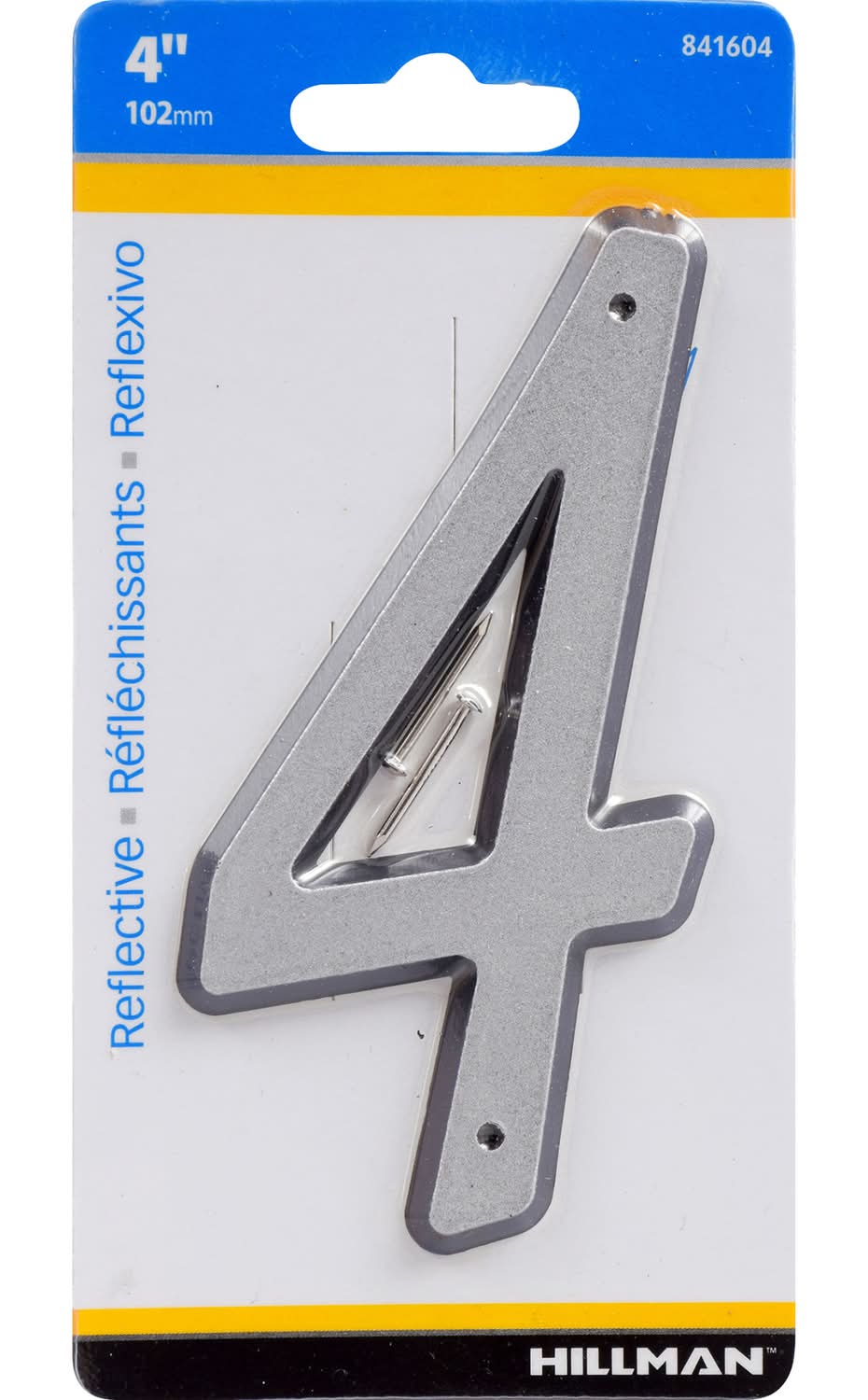 Hillman 4 In. Reflective Silver Plastic Nail-On Number 4 1 Pc