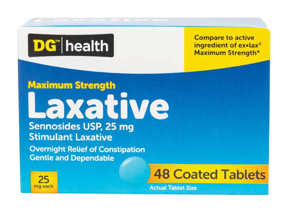 DG Health Maximum Strength Laxative 25 mg Coated Tablets (48 ct)