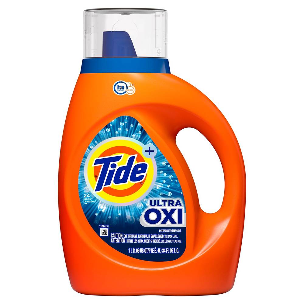 Tide Ultra Oxi Liquid Laundry Detergent, 24 Loads, 34 Oz