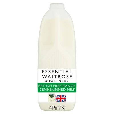 Essential Waitrose & Partners British Free Range Semi Skimmed Milk (2.272 L)