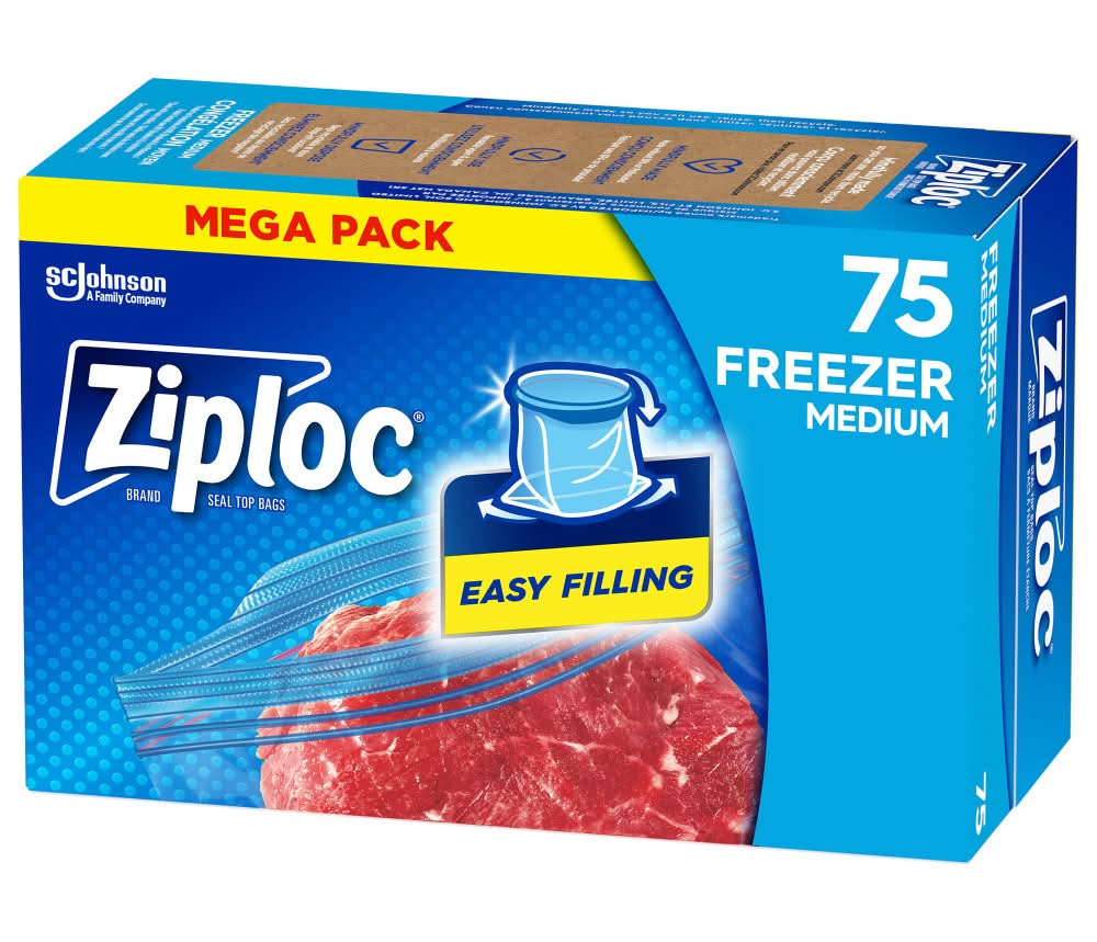 Ziploc Grip N' Seal Freezer Top Bags, 17.7x18.8 cm (75 ct)