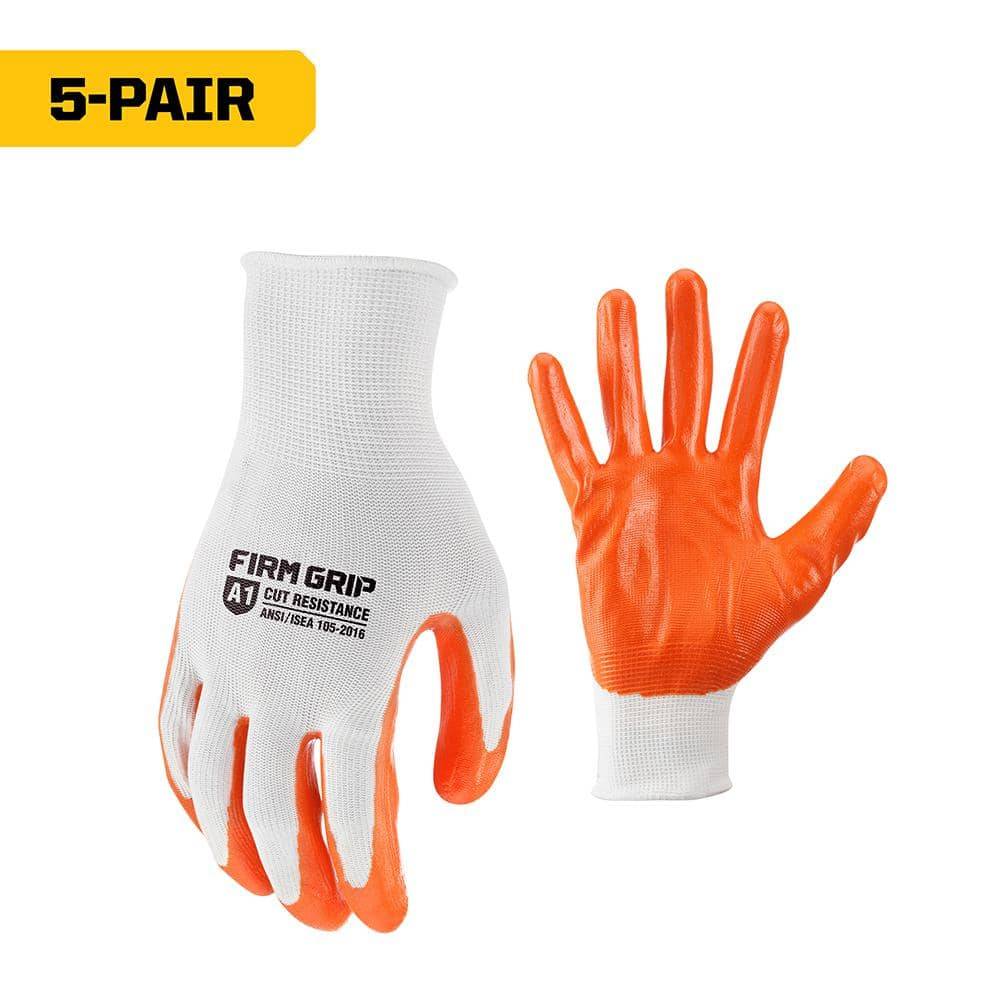 Firm Grip Large Nitrile Coated Work Gloves (5 Pack)