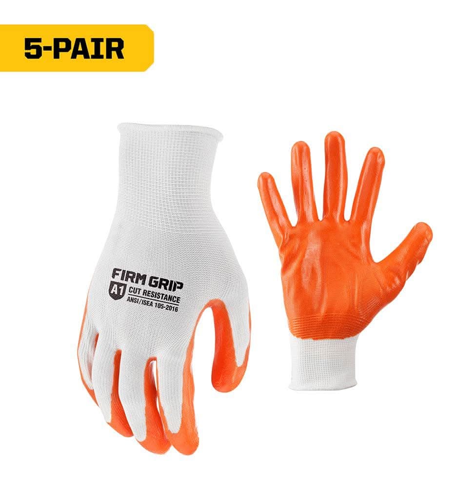 Firm Grip Large Nitrile Coated Work Gloves (5 Pack)