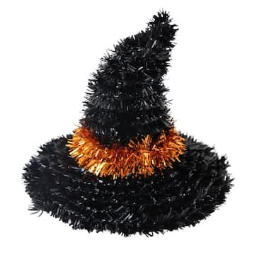 5" Black Tinsel Witch Hat By Ashland