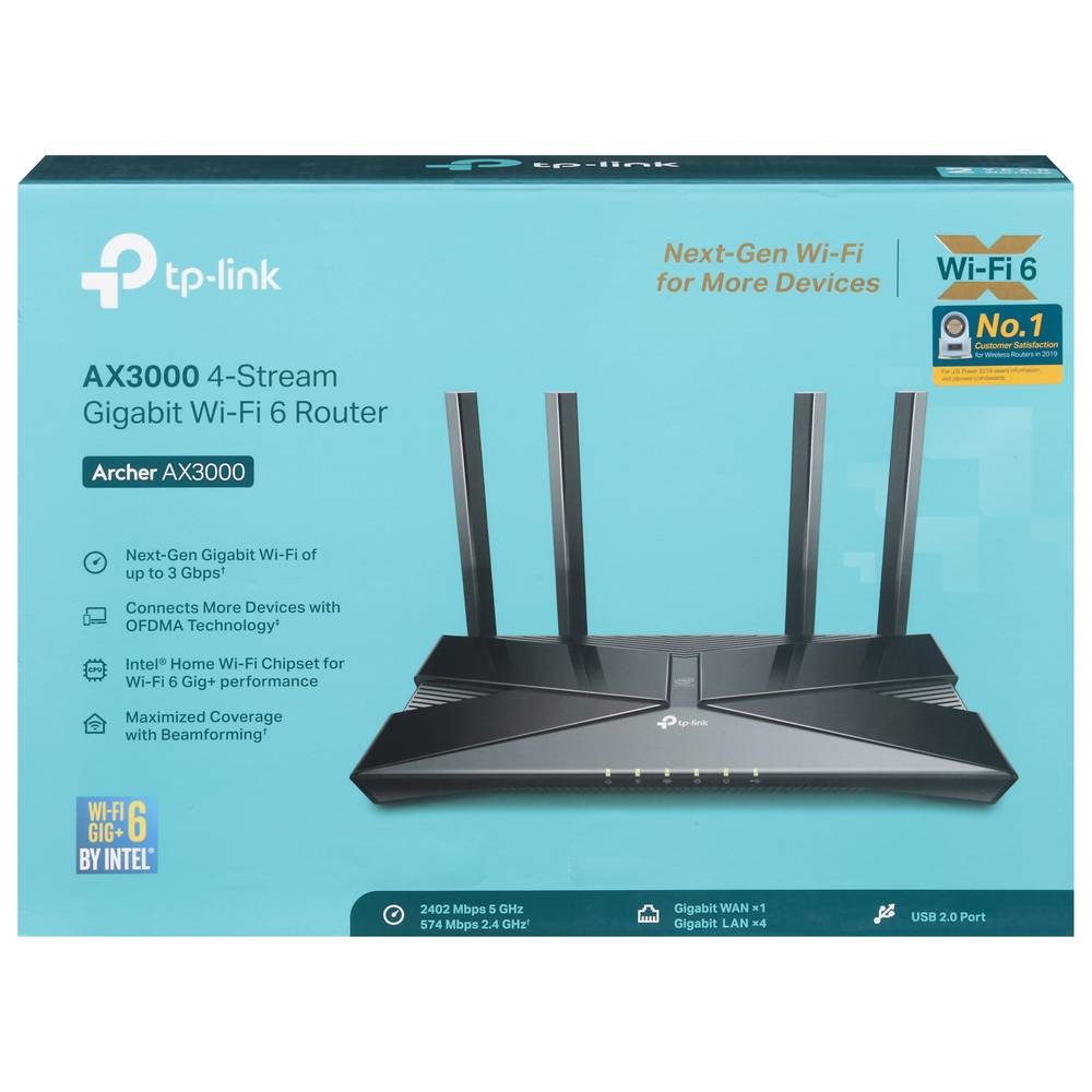 TP-Link 4-Stream Gigabit Archer Ax3000 Wi-Fi 6 Router