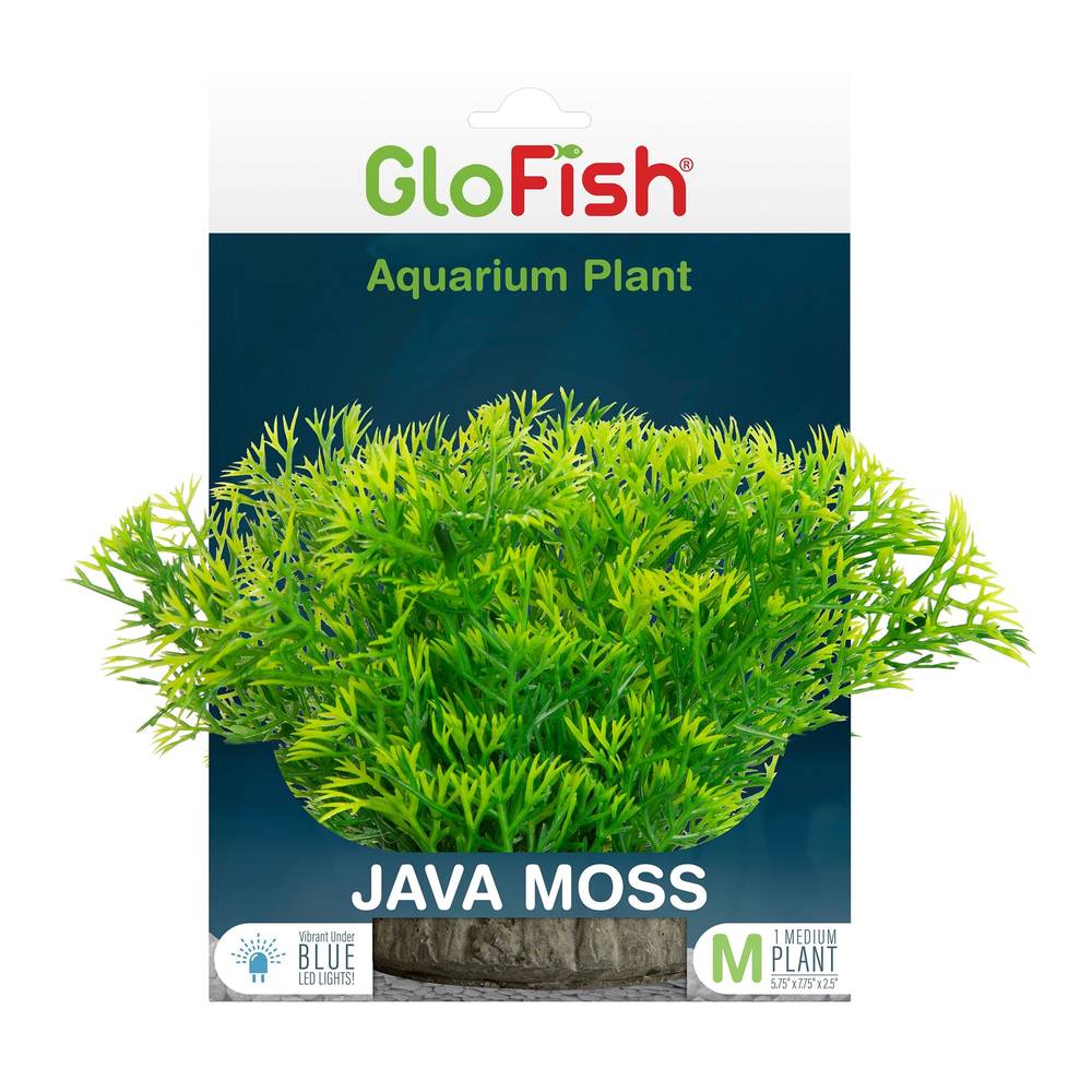 Glofish Java Moss Green Plant Fluorescent Under Blue Led Light Aquarium Decor, Medium ( medium)