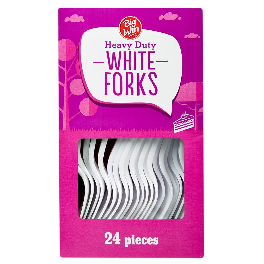 Big Win Heavy Duty Forks Spoons, White (24 ct)