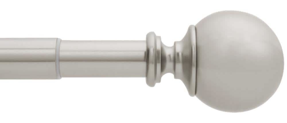 Home Decorators Collection 72 In. - 144 In. Telescoping 1 In. Single Curtain Rod Kit In Brushed Nickel With Ball Finial