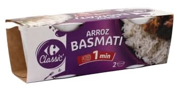 Arroz basmati para microondas Classic Carrefour sin gluten pack de 2 unidades de 125 g.